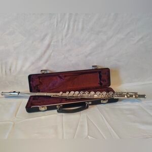 Shiny Silver Flute with Case